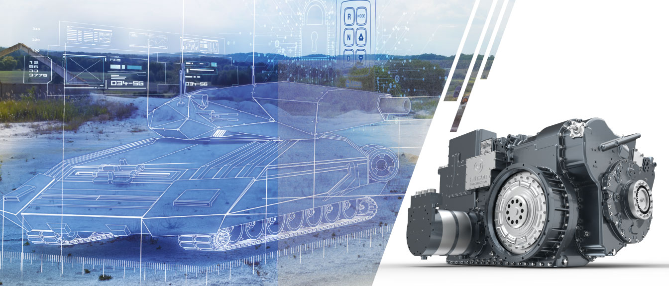 A rendered image of a tank next to a rendered image of the Allison eGen Force
