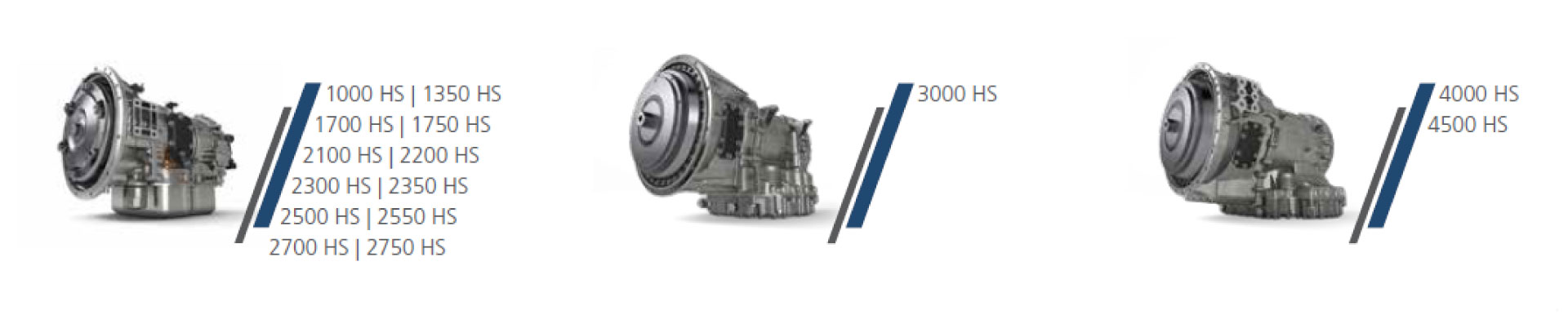 An image of three Allison Highway Series transmissions.
