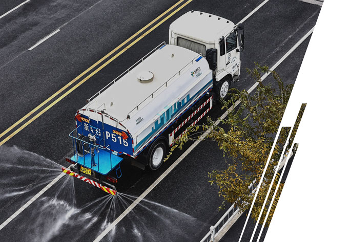 A blue snow plow pushes snow to the left.
